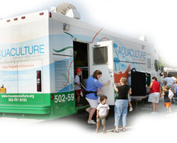 visitors tour mobile classroom